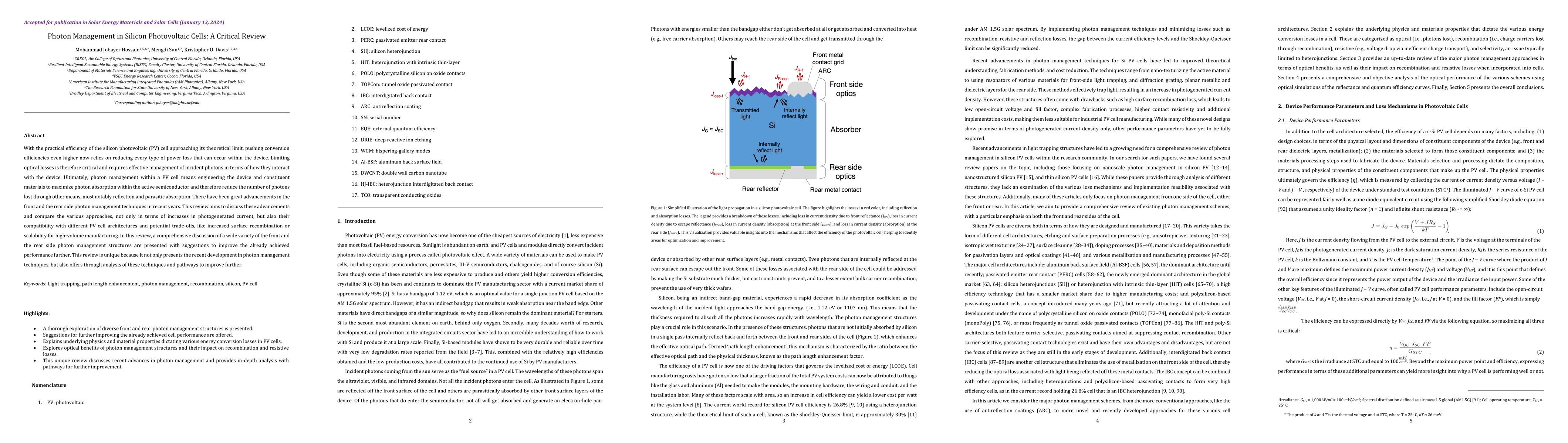 Thumbnail for Photon Management in Silicon Photovoltaic Cells: A Critical Review