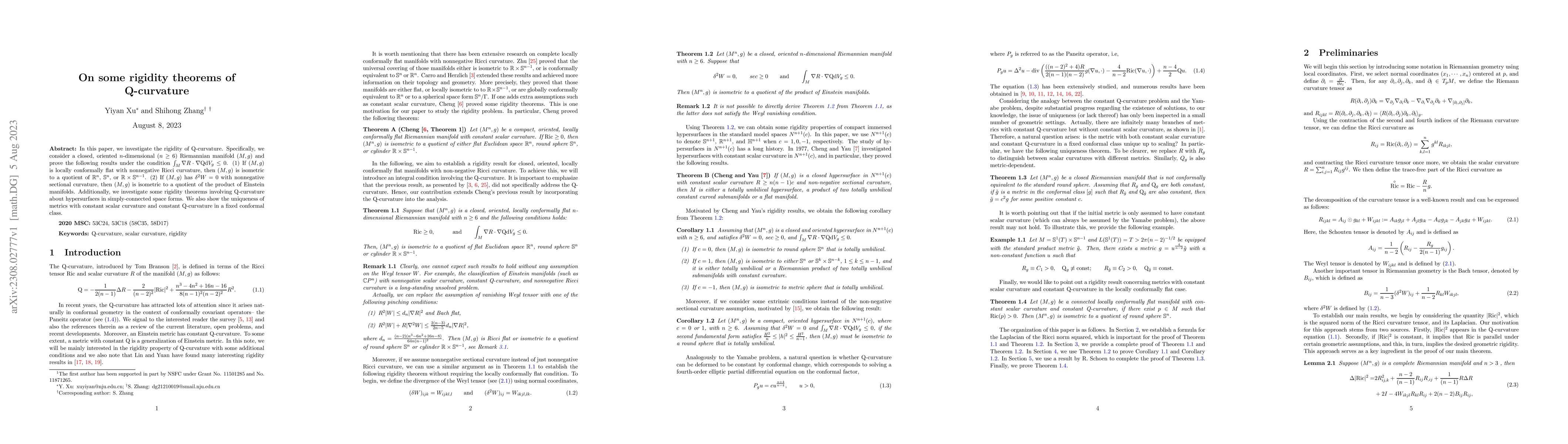 Thumbnail for On some rigidity theorems of Q-curvature