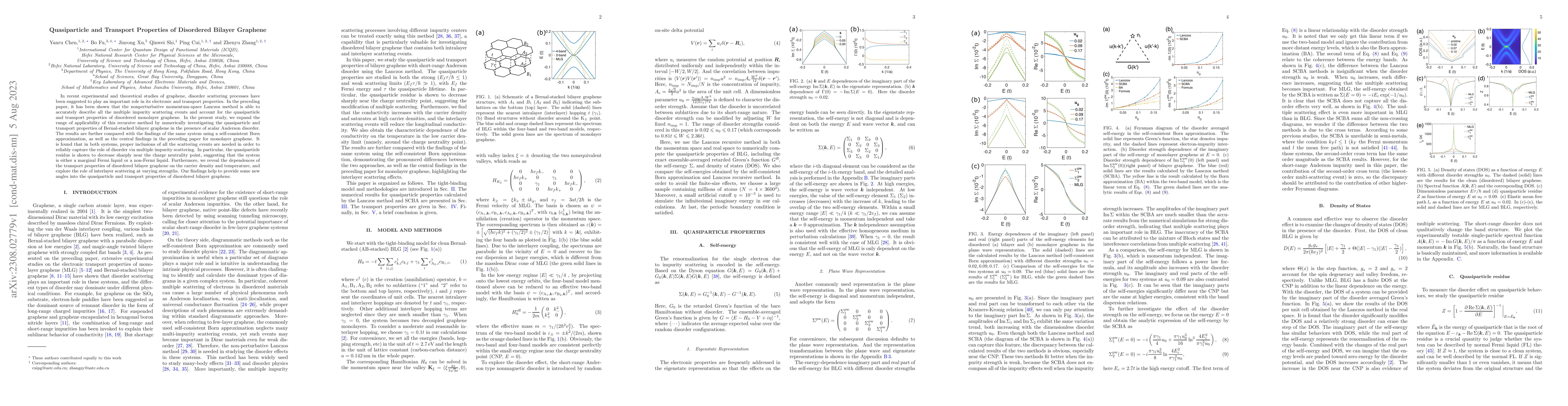 Thumbnail for Quasiparticle and Transport Properties of Disordered Bilayer Graphene