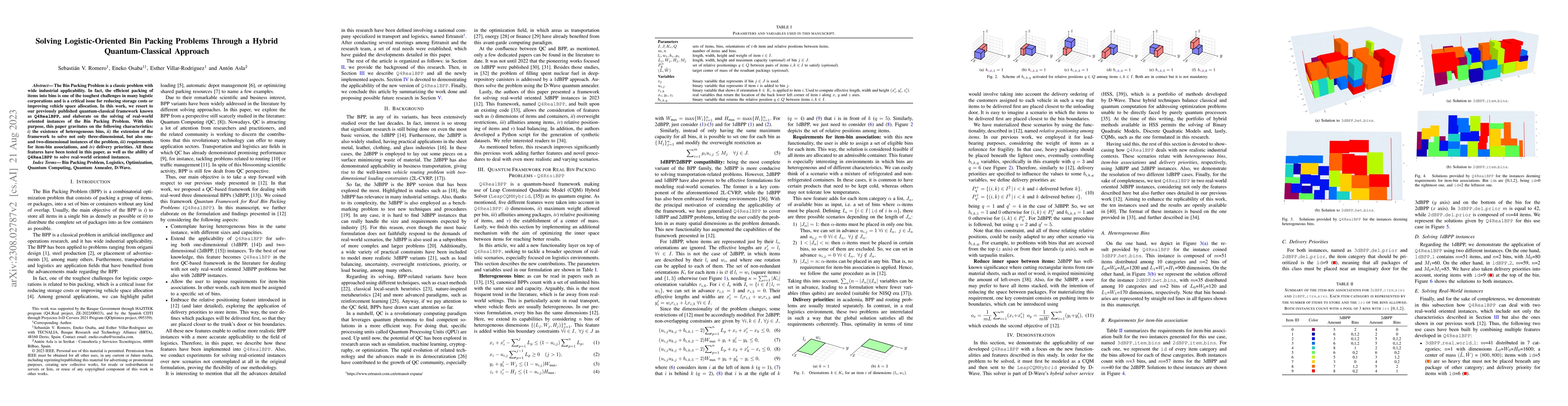 Thumbnail for Solving Logistic-Oriented Bin Packing Problems Through a Hybrid
  Quantum-Classical Approach