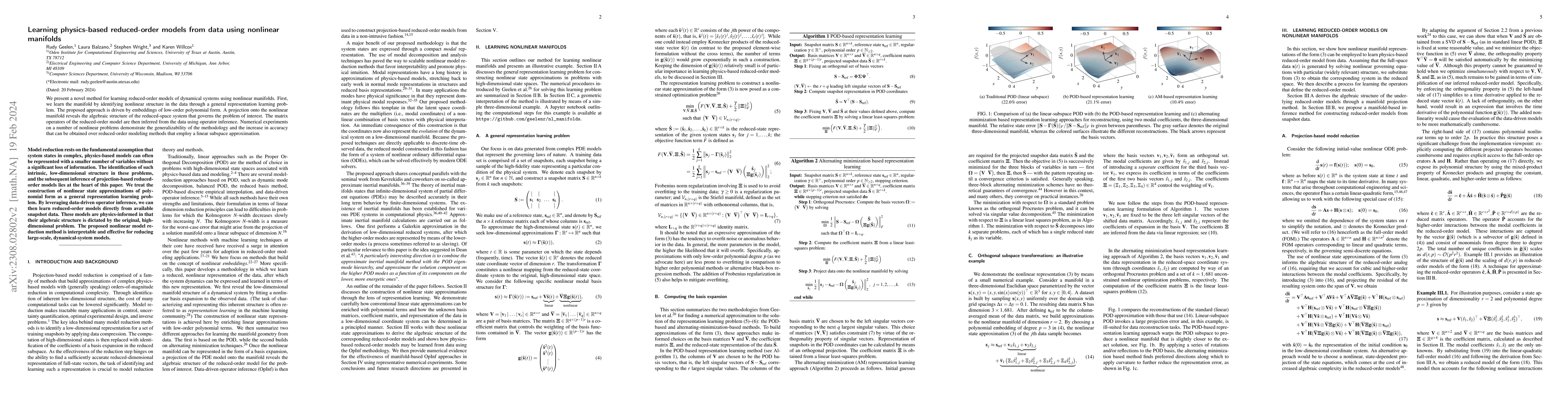 Thumbnail for Learning physics-based reduced-order models from data using nonlinear
  manifolds