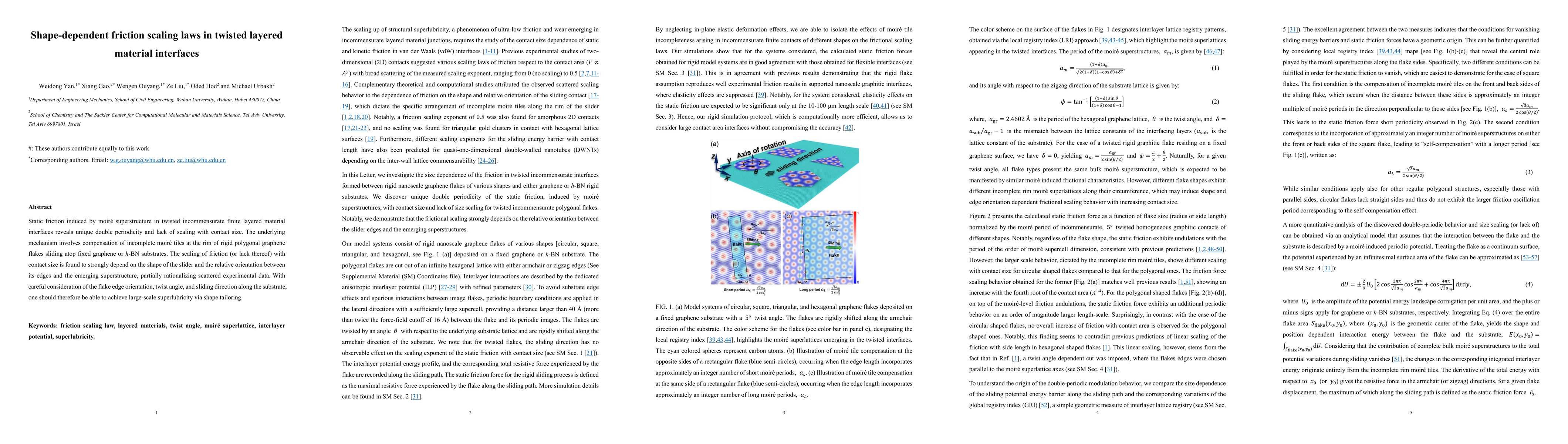 Thumbnail for Shape-dependent friction scaling laws in twisted layered material
  interfaces