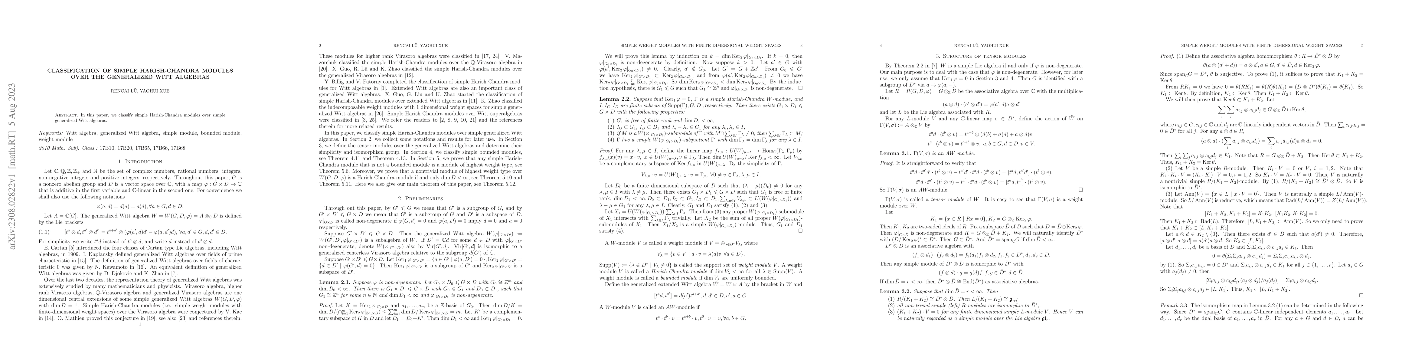 Thumbnail for Classification of simple Harish-Chandra modules over the generalized
  Witt algebras