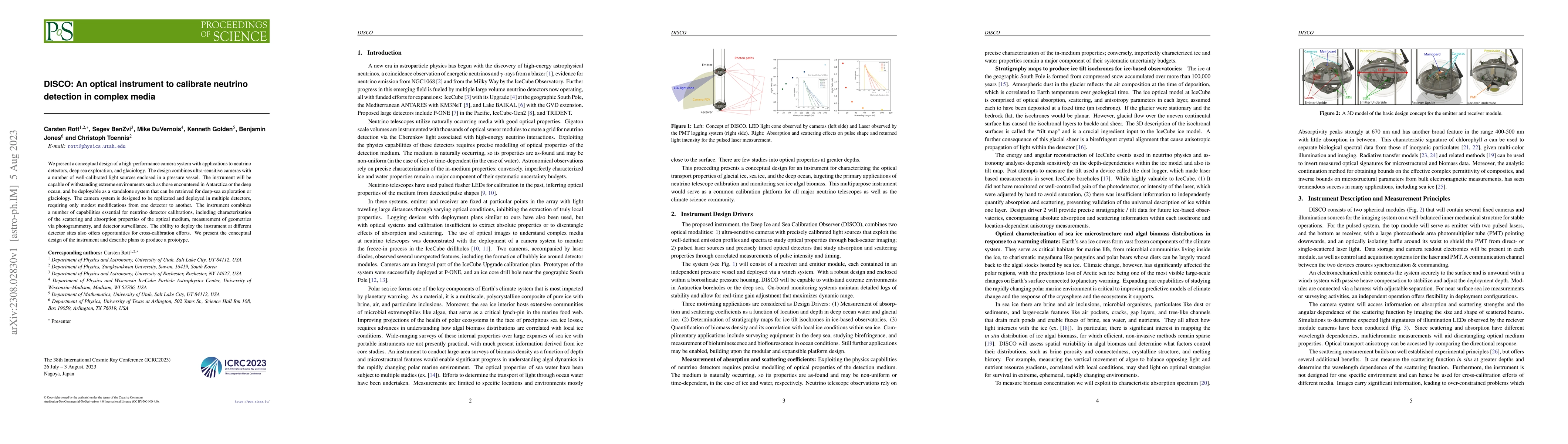 Thumbnail for DISCO: An optical instrument to calibrate neutrino detection in complex
  media