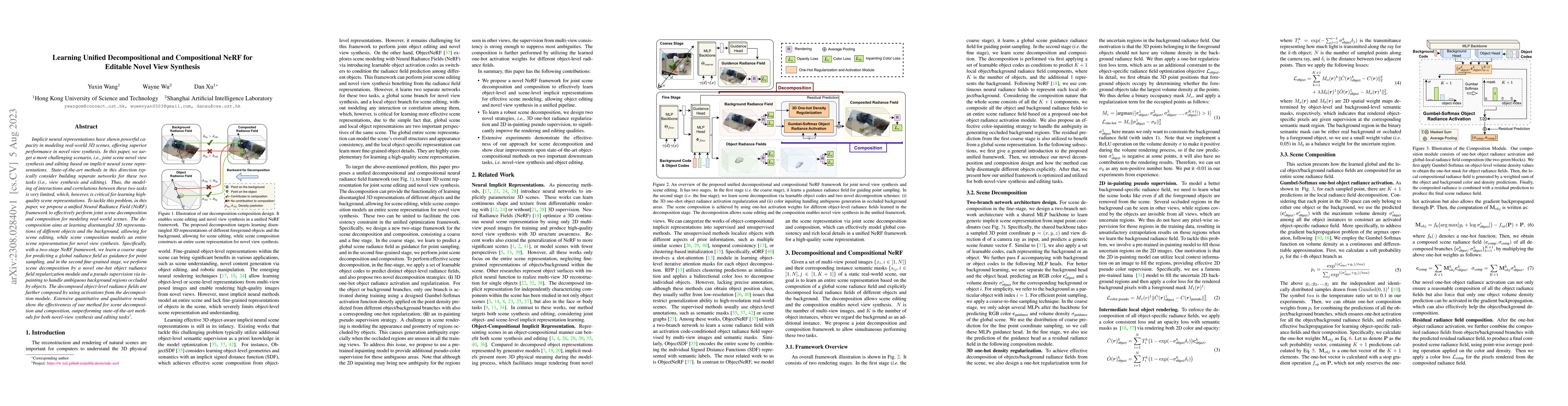 Thumbnail for Learning Unified Decompositional and Compositional NeRF for Editable
  Novel View Synthesis