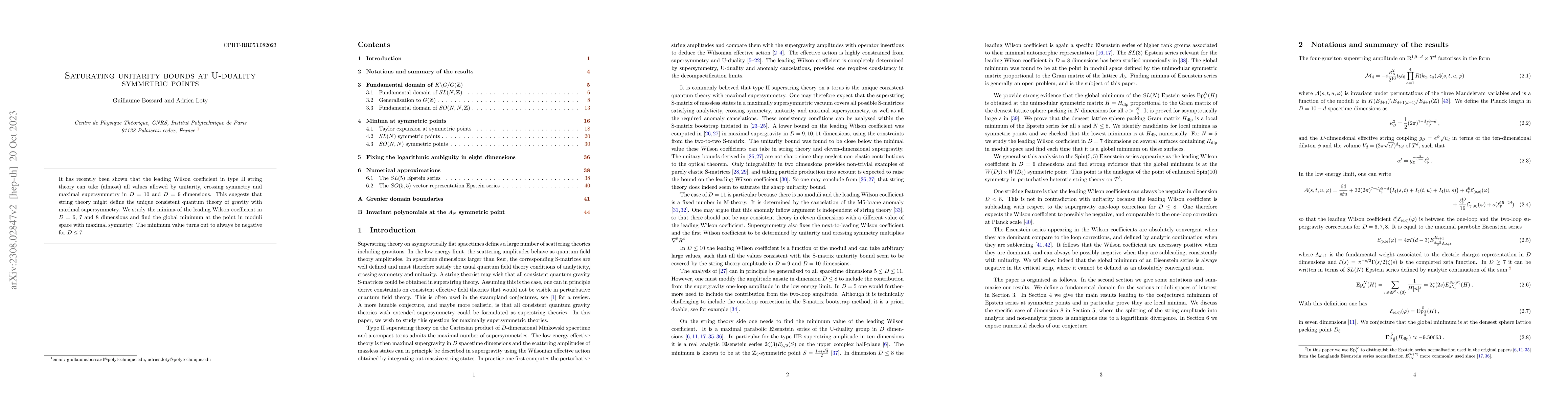 Thumbnail for Saturating unitarity bounds at U-duality symmetric points