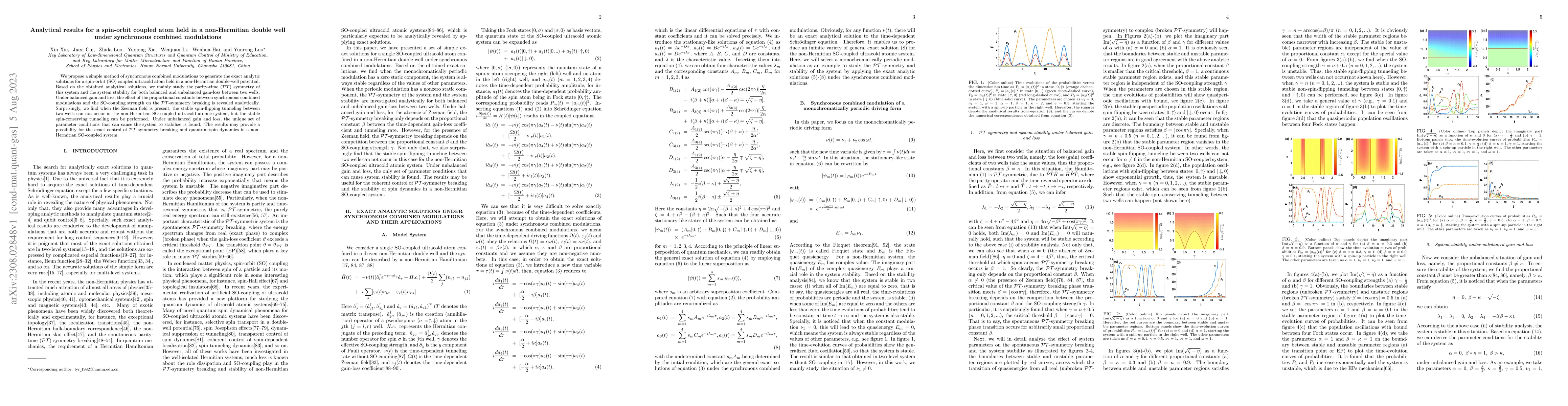 Thumbnail for Analytical results for a spin-orbit coupled atom held in a non-Hermitian
  double well under synchronous combined modulation