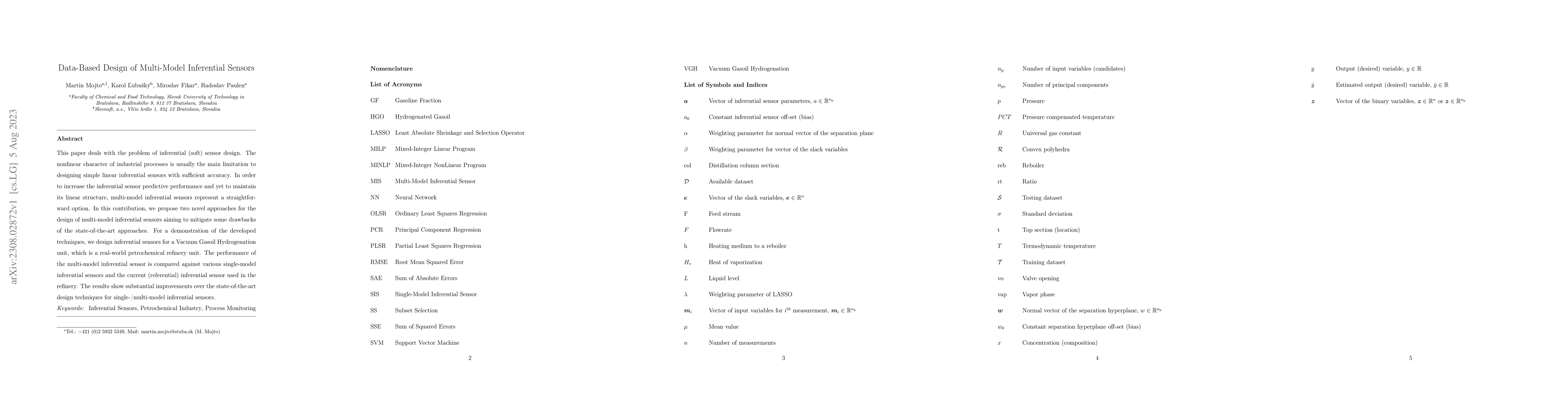 Thumbnail for Data-Based Design of Multi-Model Inferential Sensors