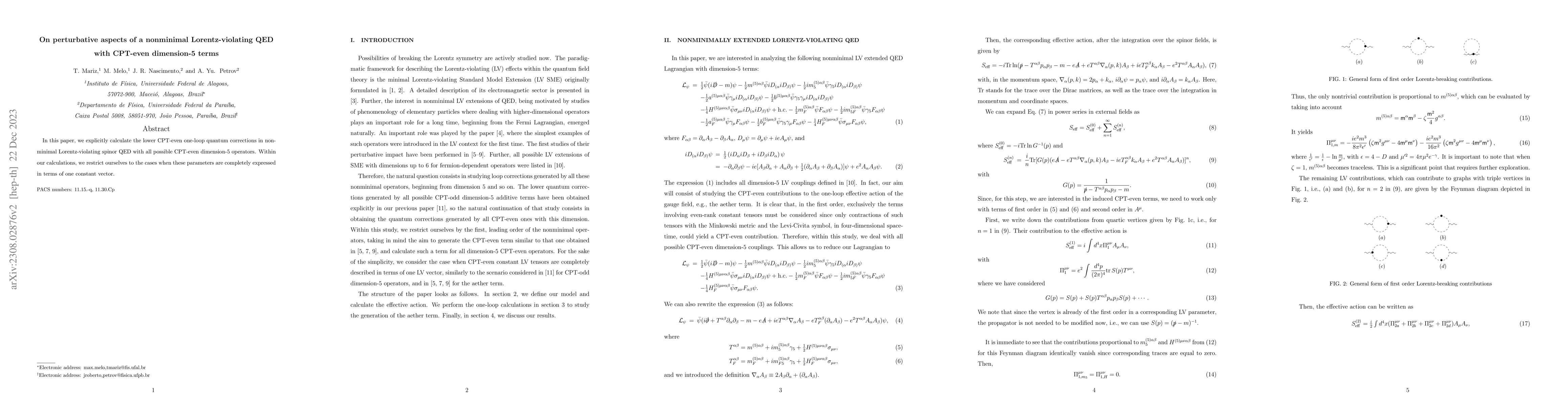 Thumbnail for On perturbative aspects of a nonminimal Lorentz-violating QED with
  CPT-even dimension-5 terms