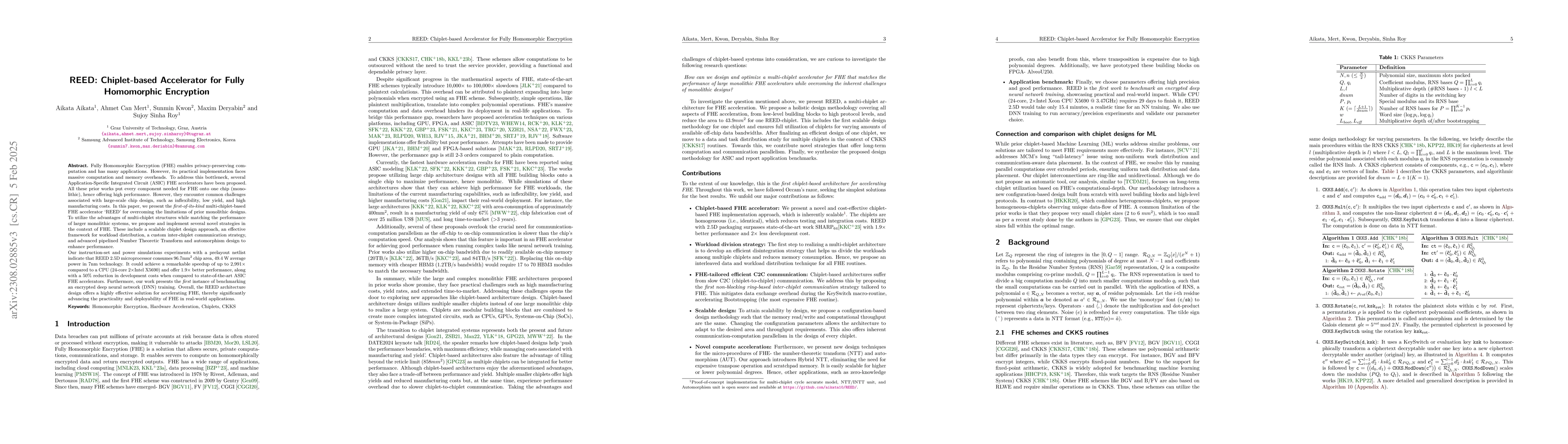 Thumbnail for REED: Chiplet-Based Accelerator for Fully Homomorphic Encryption