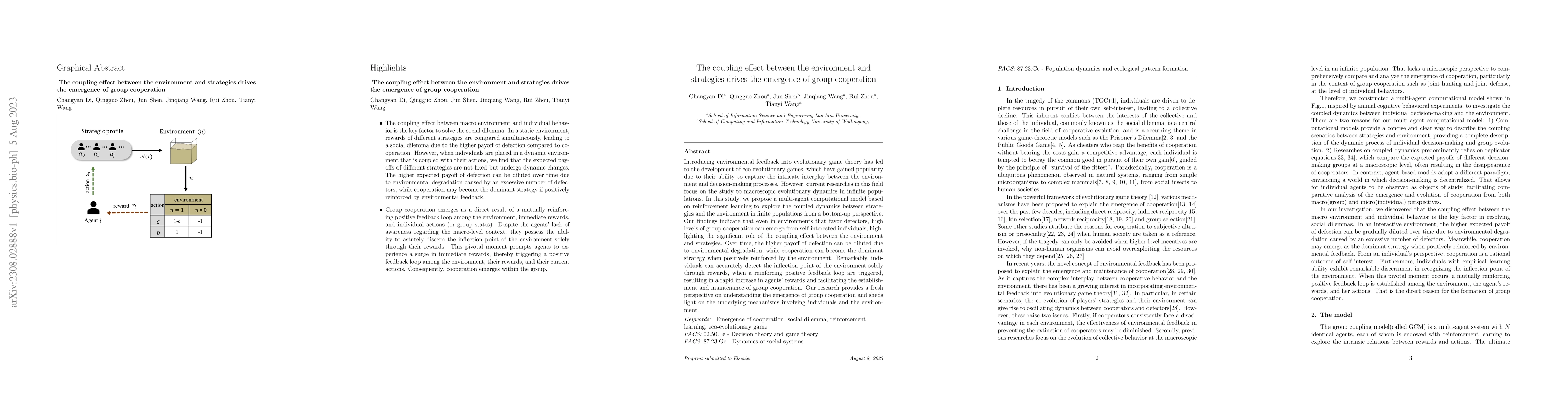 Thumbnail for The coupling effect between the environment and strategies drives the
  emergence of group cooperation