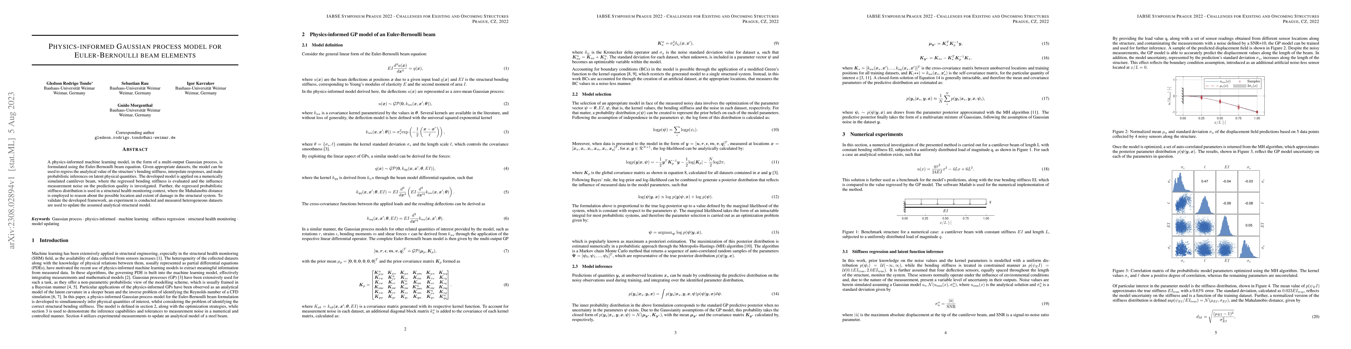 Thumbnail for Physics-informed Gaussian process model for Euler-Bernoulli beam
  elements