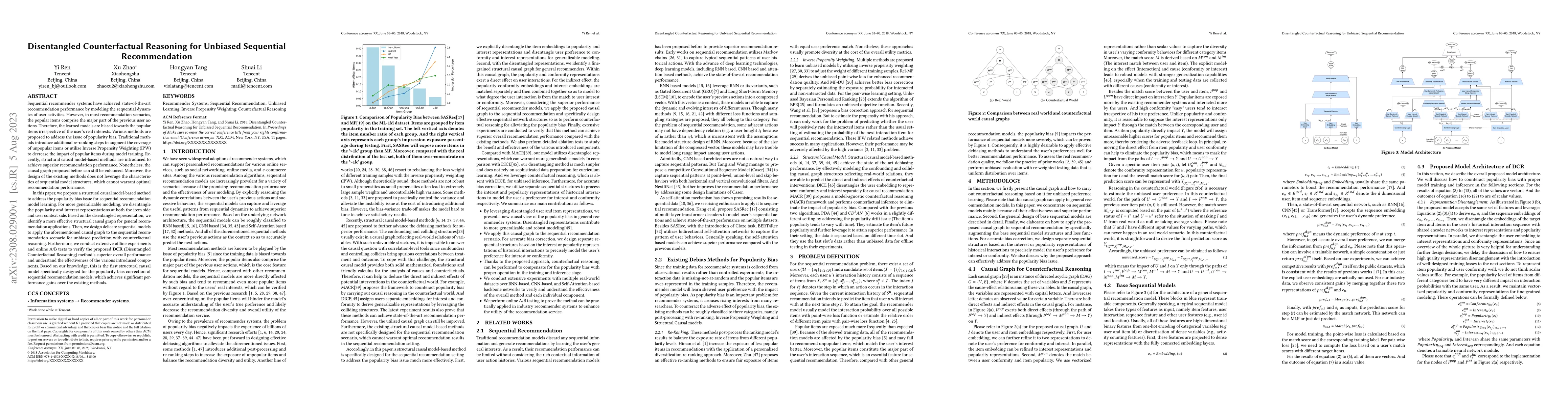 Thumbnail for Disentangled Counterfactual Reasoning for Unbiased Sequential
  Recommendation