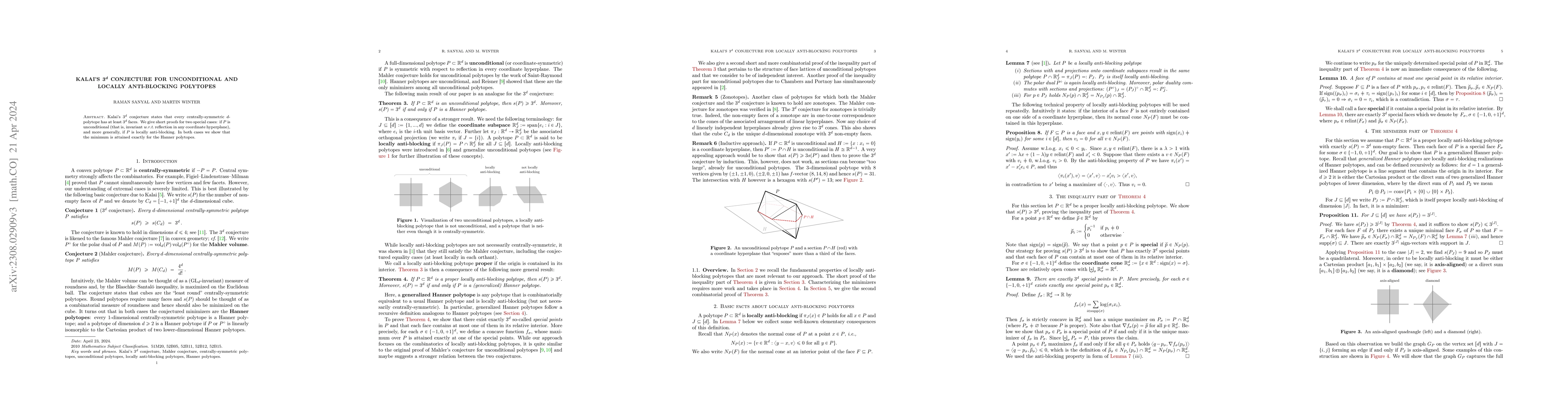 Thumbnail for Kalai's $3^{d}$ conjecture for unconditional and locally anti-blocking
  polytopes