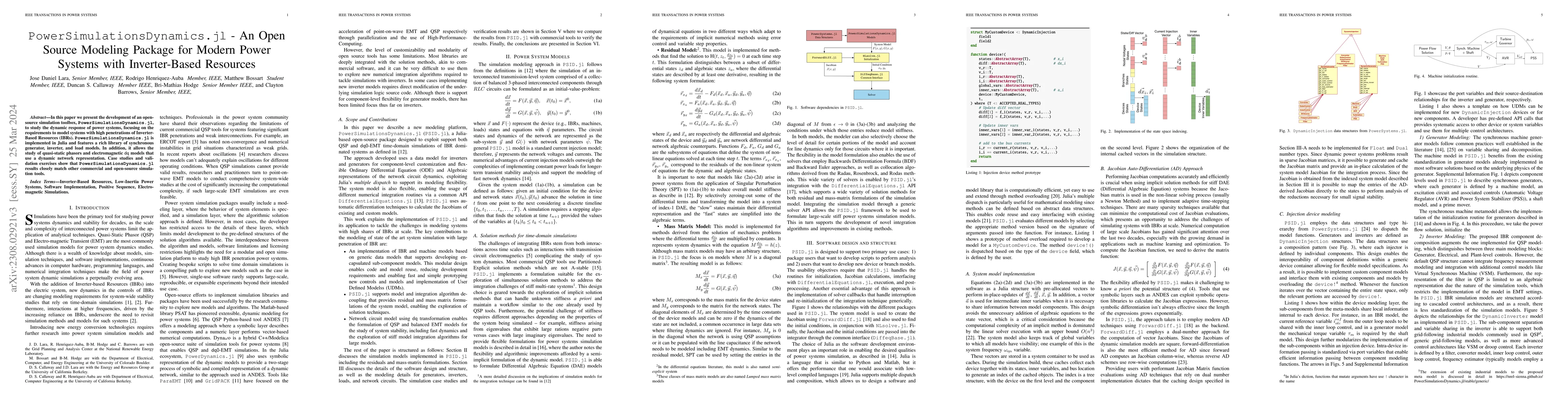 Thumbnail for PowerSimulationsDynamics.jl -- An Open Source Modeling Package for
  Modern Power Systems with Inverter-Based Resources