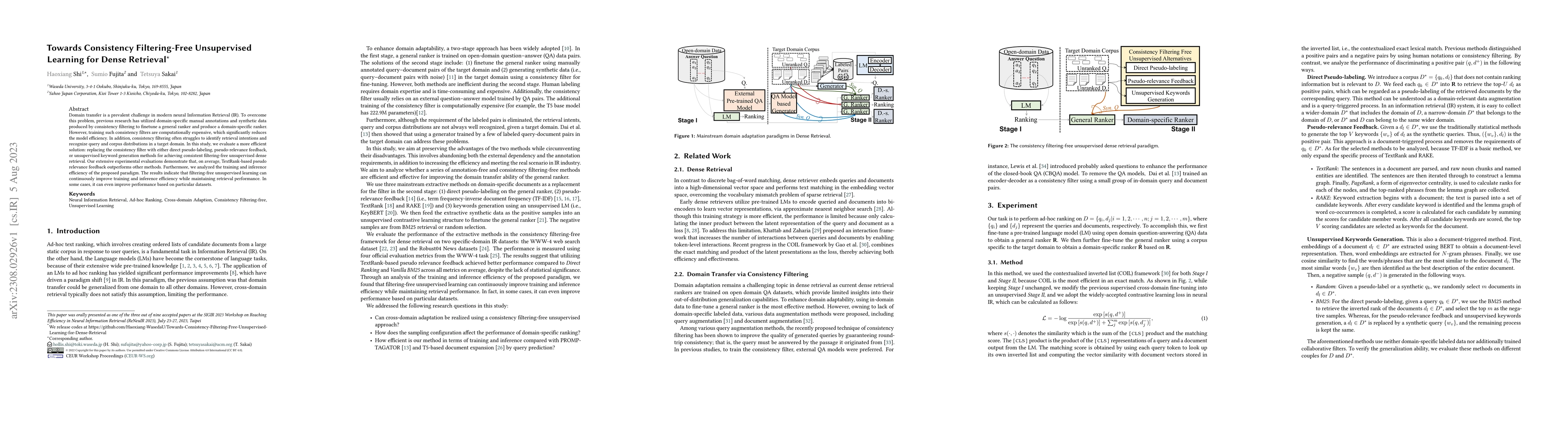Thumbnail for Towards Consistency Filtering-Free Unsupervised Learning for Dense
  Retrieval