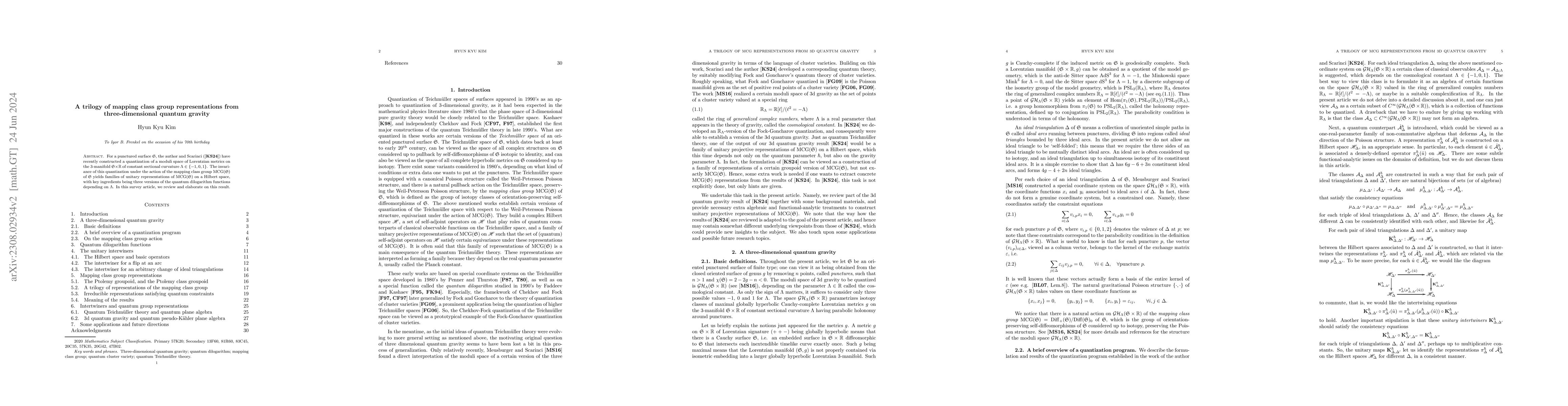 Thumbnail for A trilogy of mapping class group representations from three-dimensional
  quantum gravity