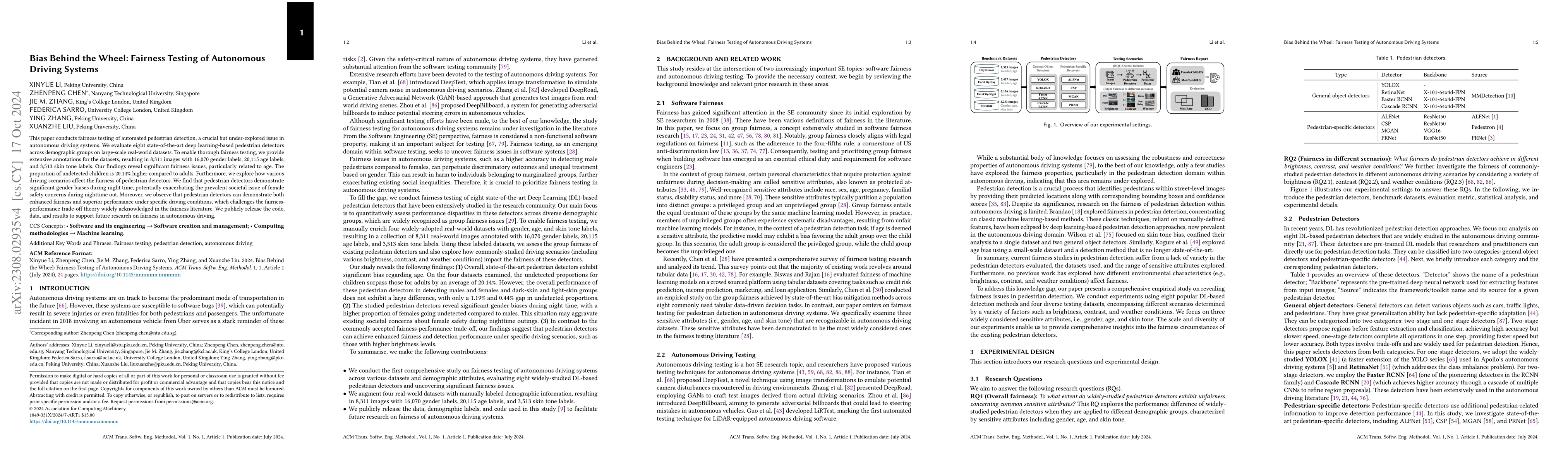 Thumbnail for Bias Behind the Wheel: Fairness Analysis of Autonomous Driving Systems