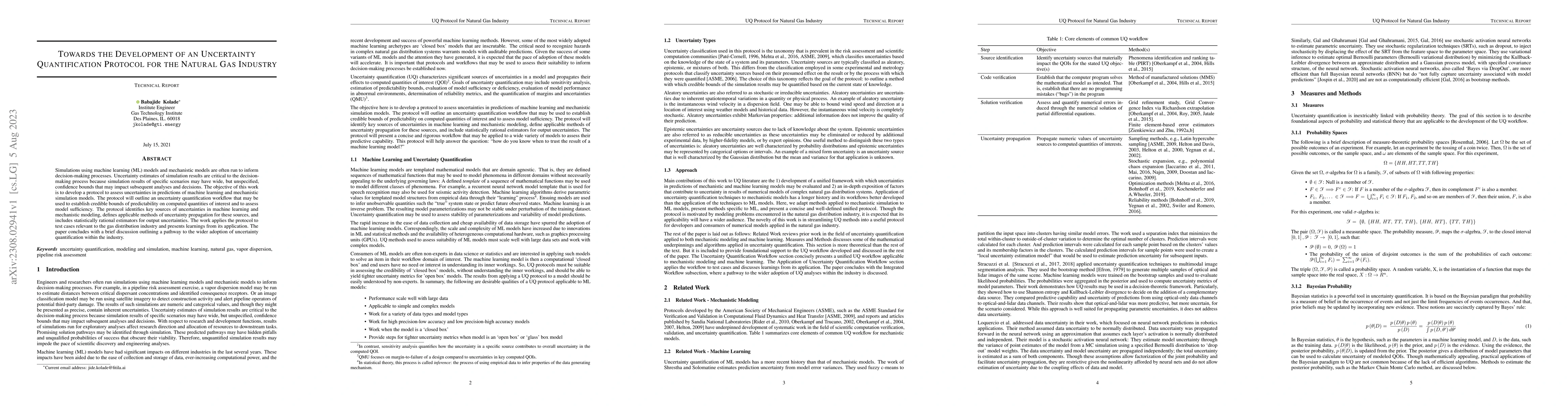 Thumbnail for Towards the Development of an Uncertainty Quantification Protocol for
  the Natural Gas Industry