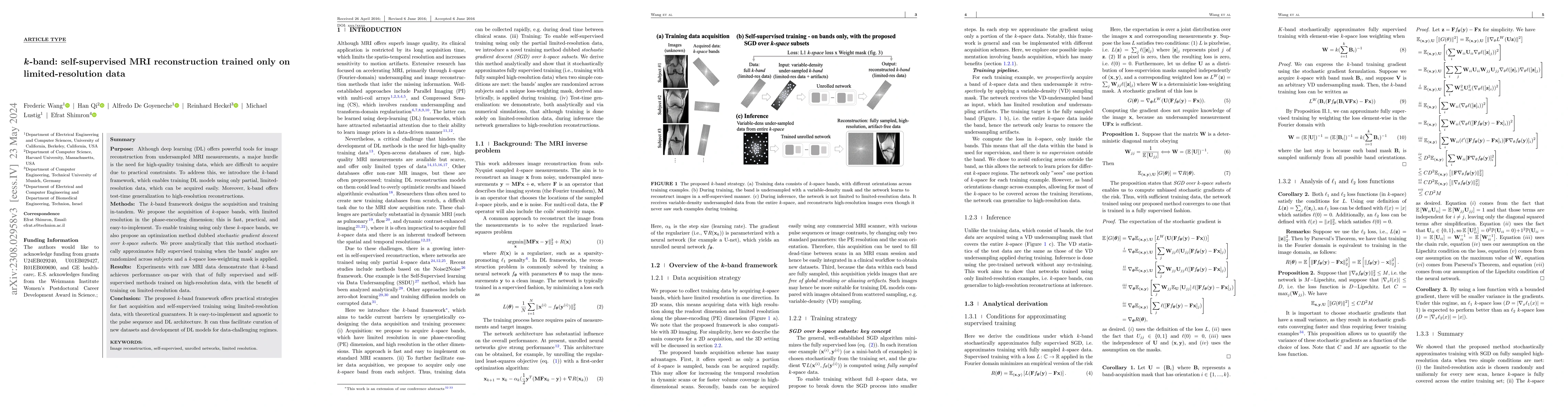 Thumbnail for K-band: Self-supervised MRI Reconstruction via Stochastic Gradient
  Descent over K-space Subsets