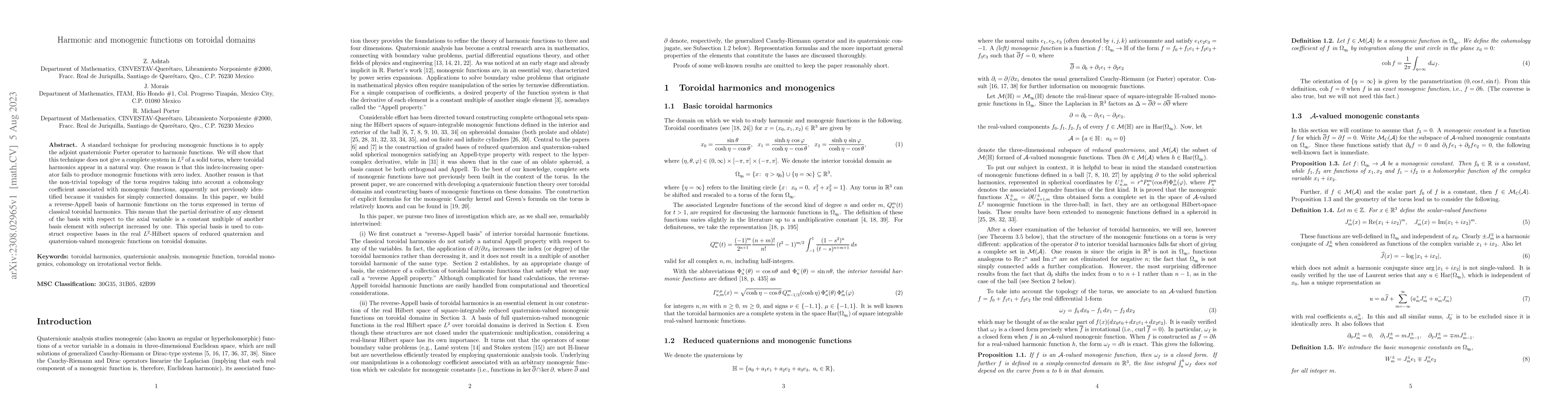 Thumbnail for Harmonic and monogenic functions on toroidal domains
