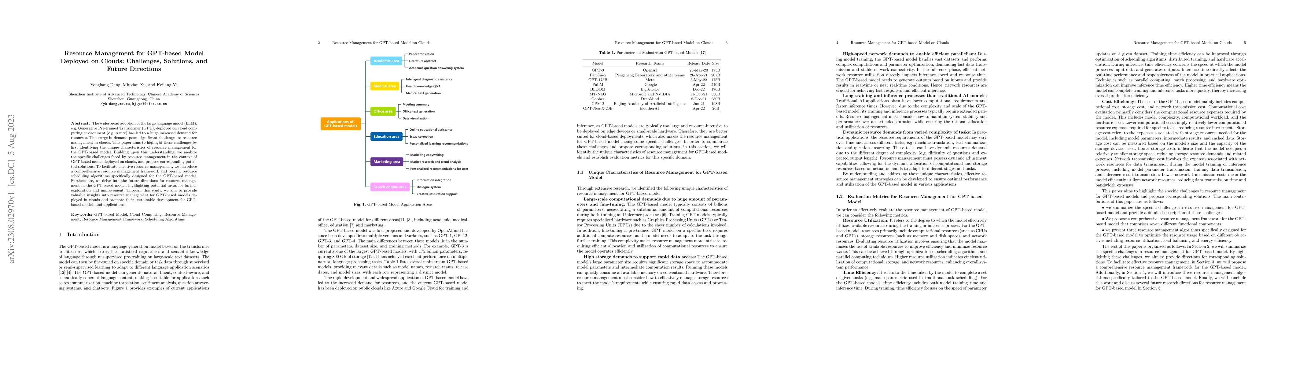 Thumbnail for Resource Management for GPT-based Model Deployed on Clouds: Challenges,
  Solutions, and Future Directions
