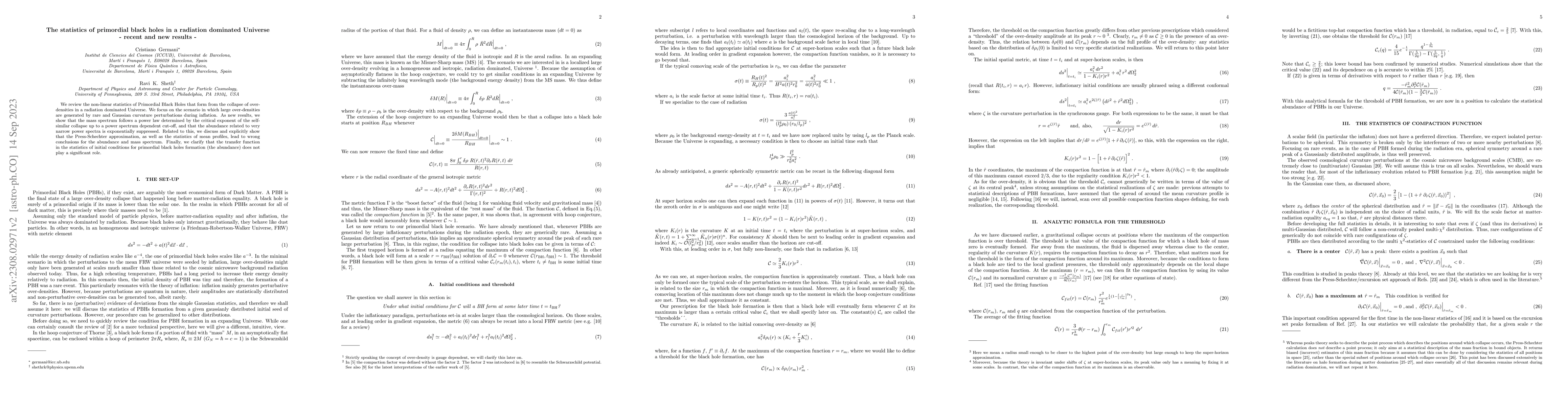 Thumbnail for The statistics of primordial black holes in a radiation dominated
  Universe -- recent and new results