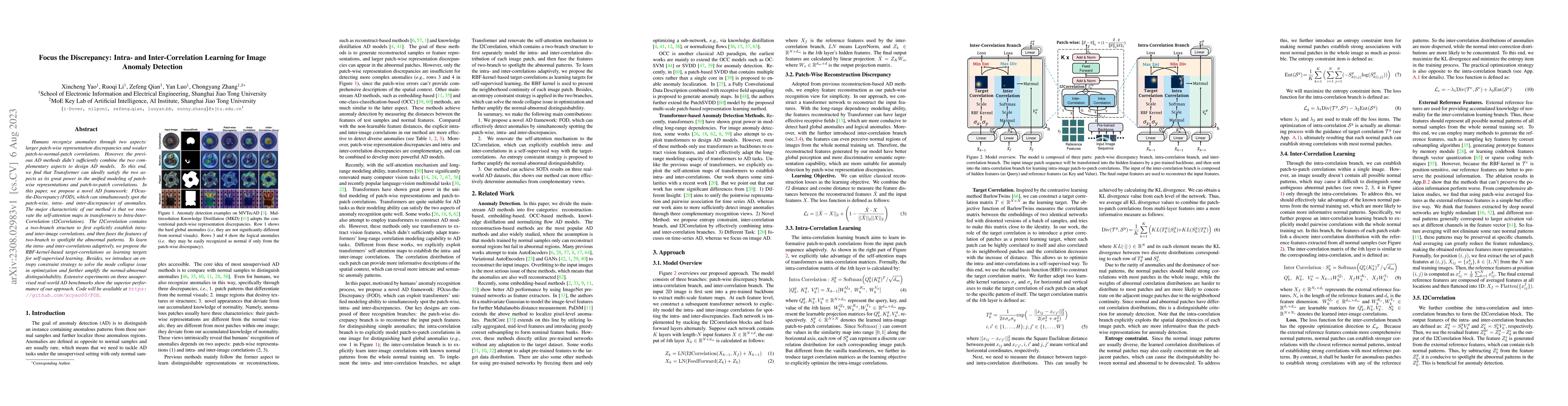 Thumbnail for Focus the Discrepancy: Intra- and Inter-Correlation Learning for Image
  Anomaly Detection