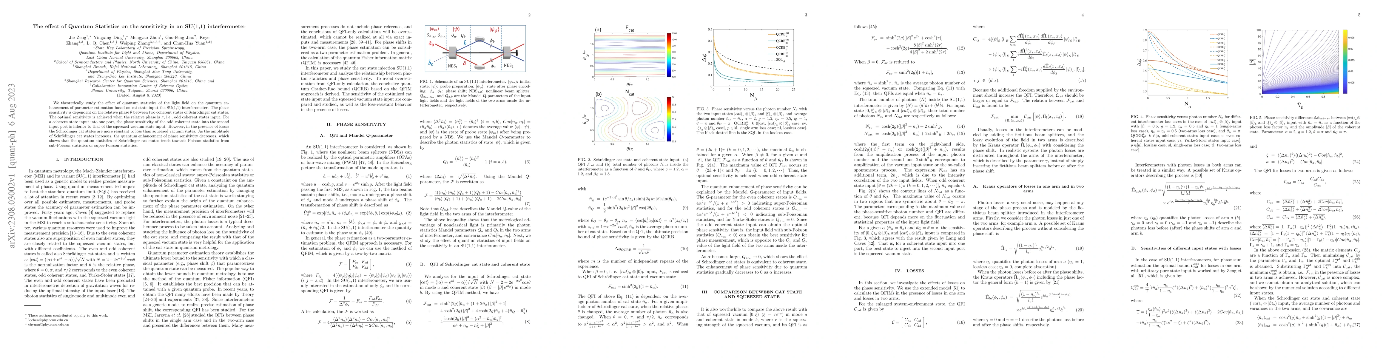 Thumbnail for The effect of Quantum Statistics on the sensitivity in an SU(1,1)
  interferometer