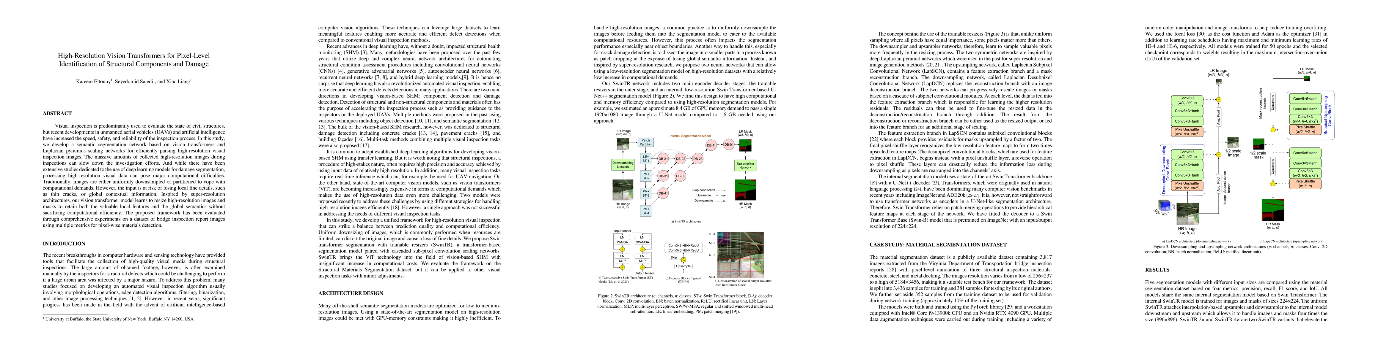 Thumbnail for High-Resolution Vision Transformers for Pixel-Level Identification of
  Structural Components and Damage