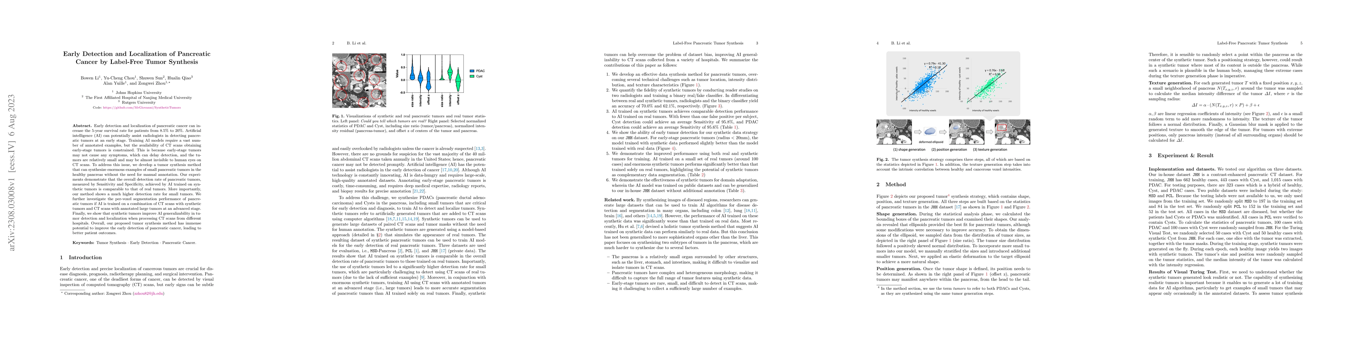 Thumbnail for Early Detection and Localization of Pancreatic Cancer by Label-Free
  Tumor Synthesis