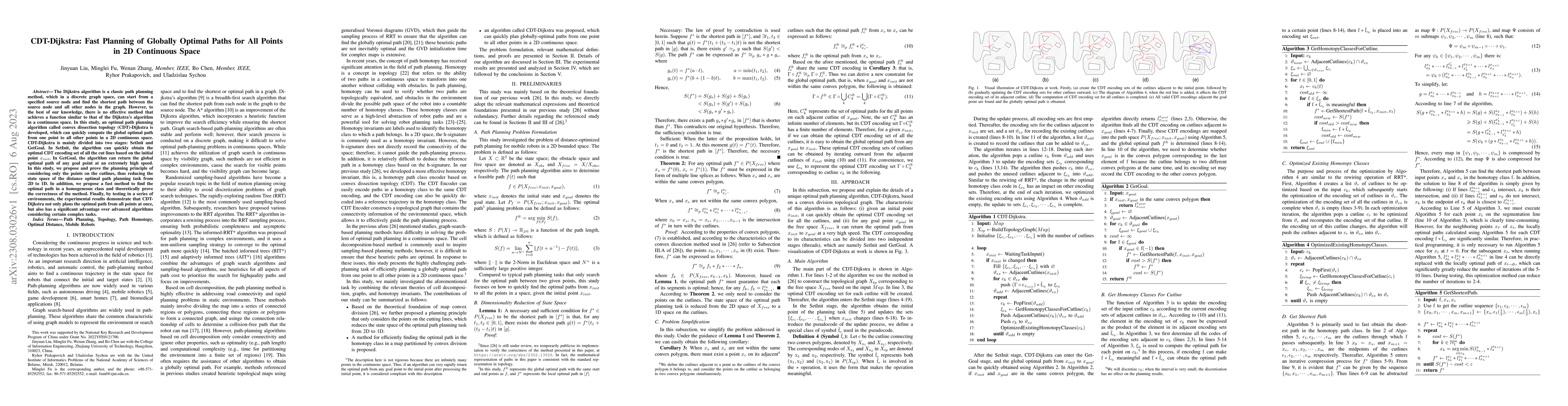 Thumbnail for CDT-Dijkstra: Fast Planning of Globally Optimal Paths for All Points in
  2D Continuous Space