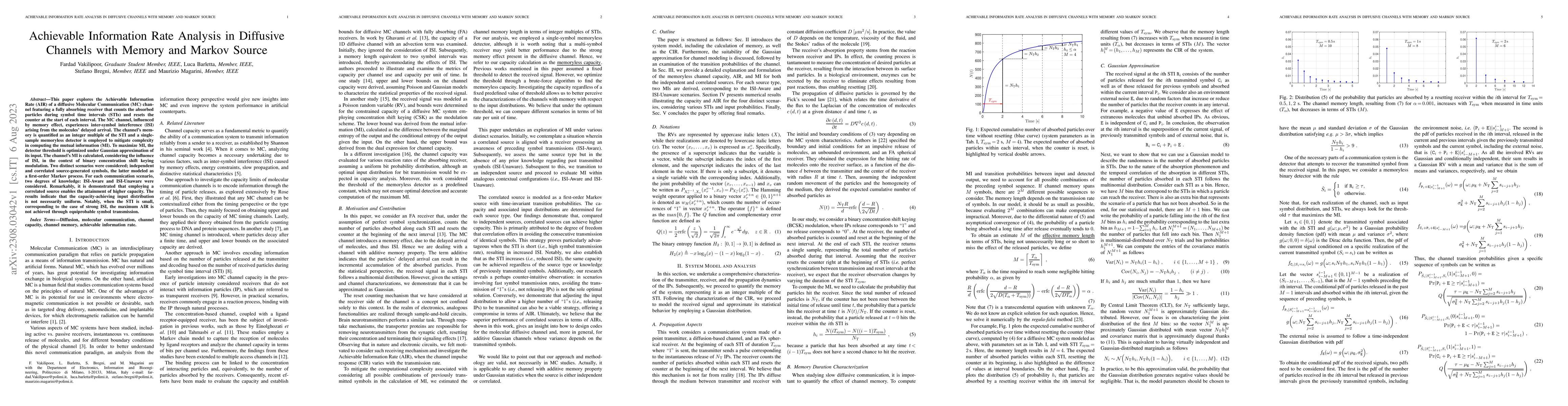Thumbnail for Achievable Information Rate Analysis in Diffusive Channels with Memory
  and Markov Source