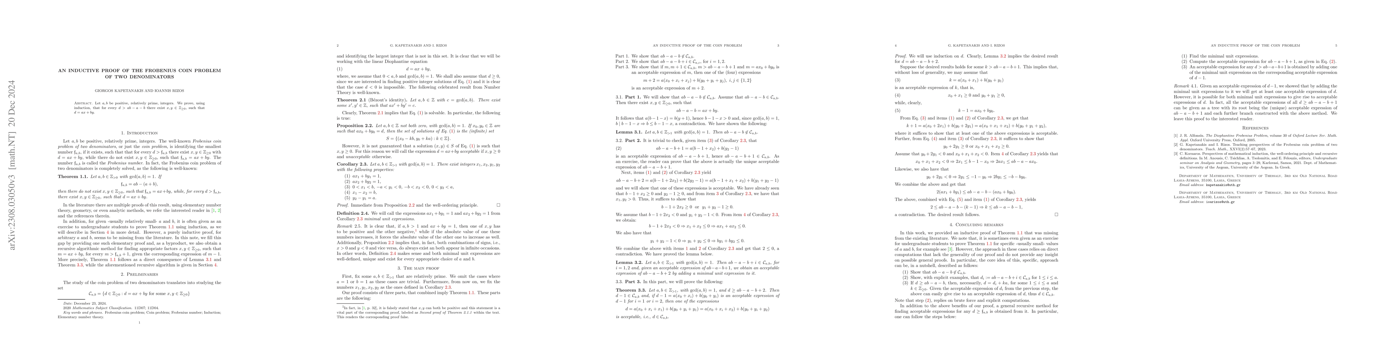 Thumbnail for An inductive proof of the Frobenius coin problem of two denominators