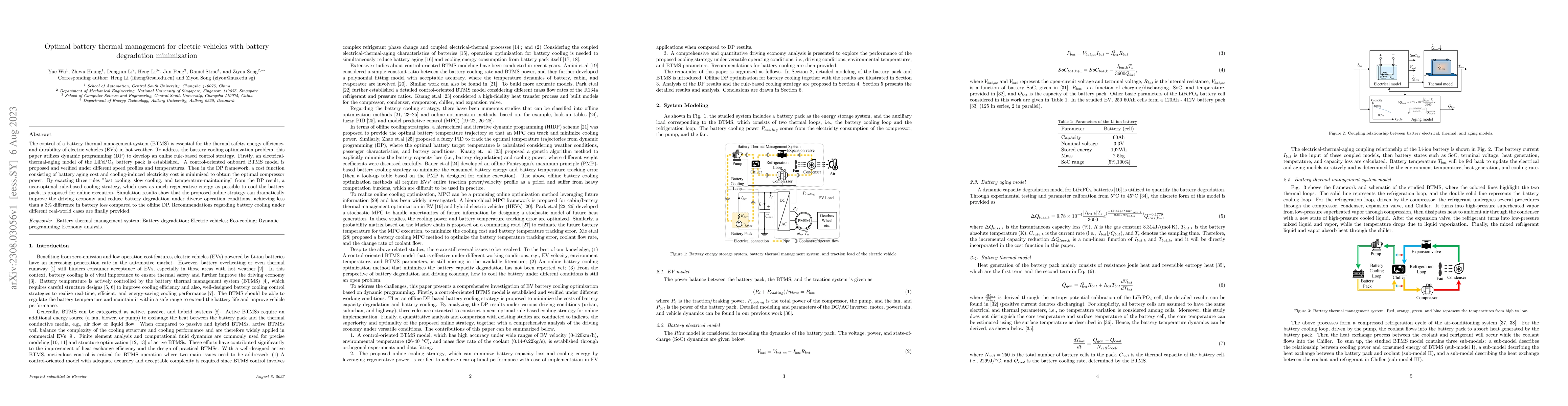 Thumbnail for Optimal battery thermal management for electric vehicles with battery
  degradation minimization