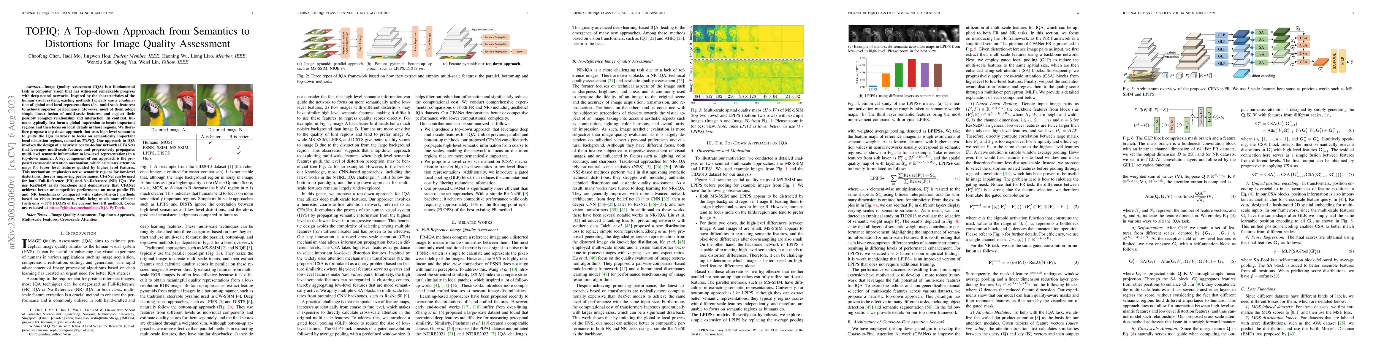 Thumbnail for TOPIQ: A Top-down Approach from Semantics to Distortions for Image
  Quality Assessment