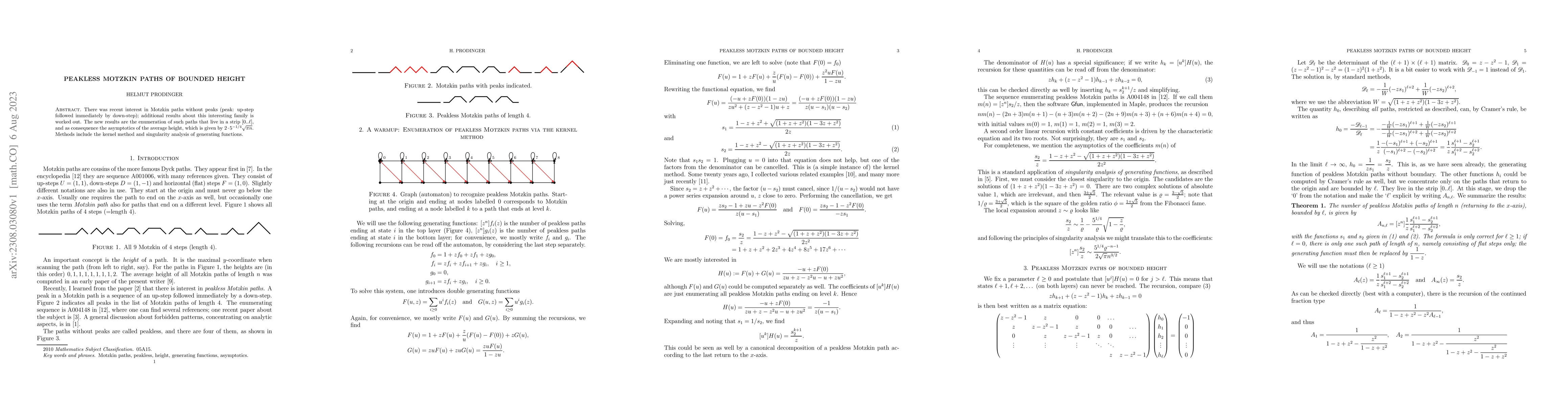 Thumbnail for Peakless Motzkin paths of bounded height