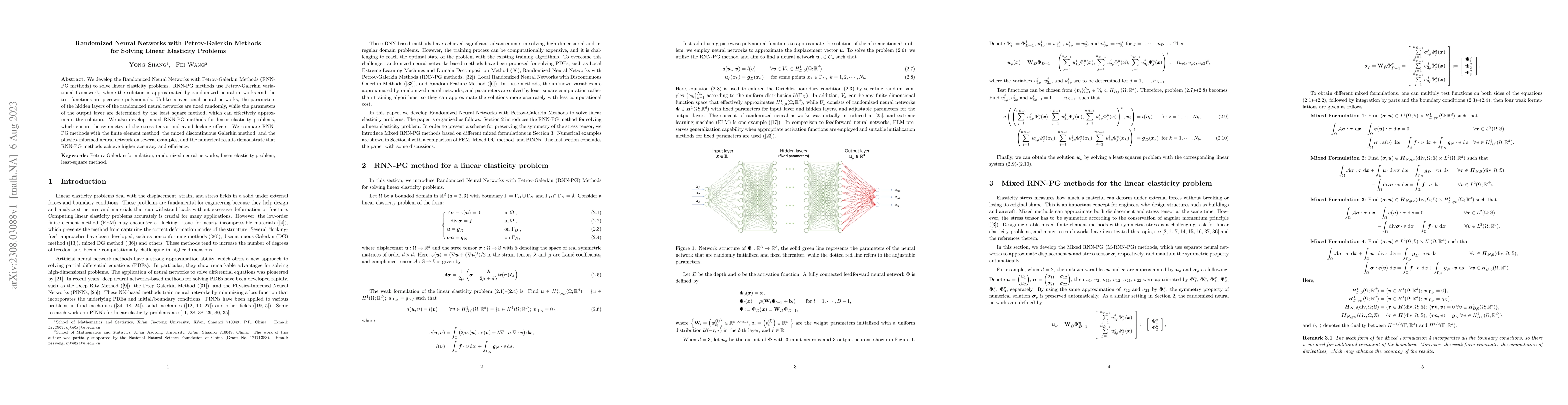 Thumbnail for Randomized Neural Networks with Petrov-Galerkin Methods for Solving
  Linear Elasticity Problems