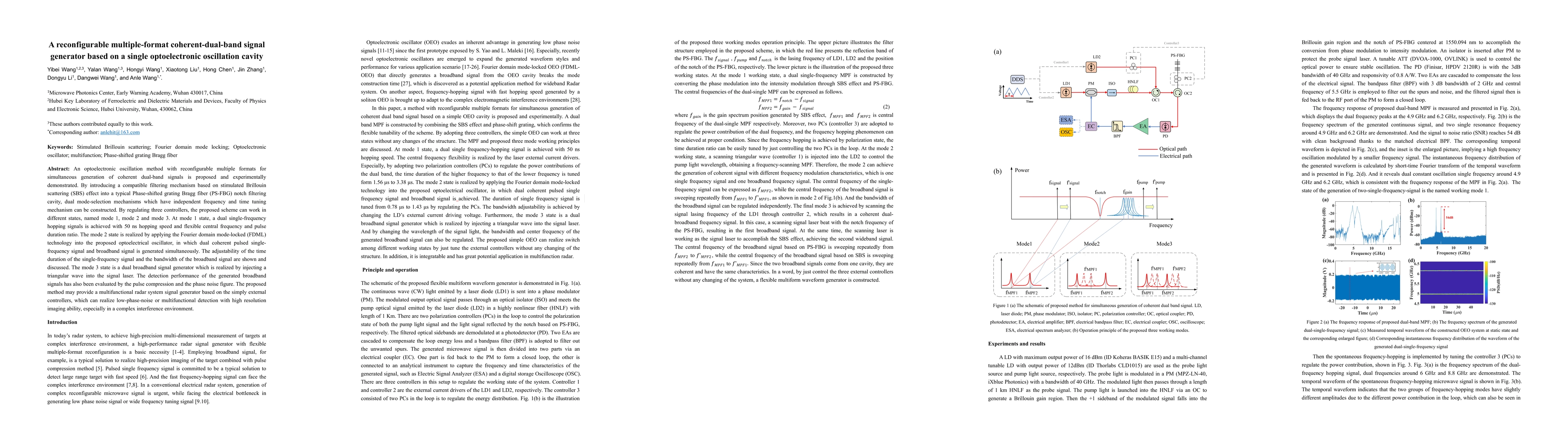 Thumbnail for A reconfigurable multiple-format coherent-dual-band signal generator
  based on a single optoelectronic oscillation cavity
