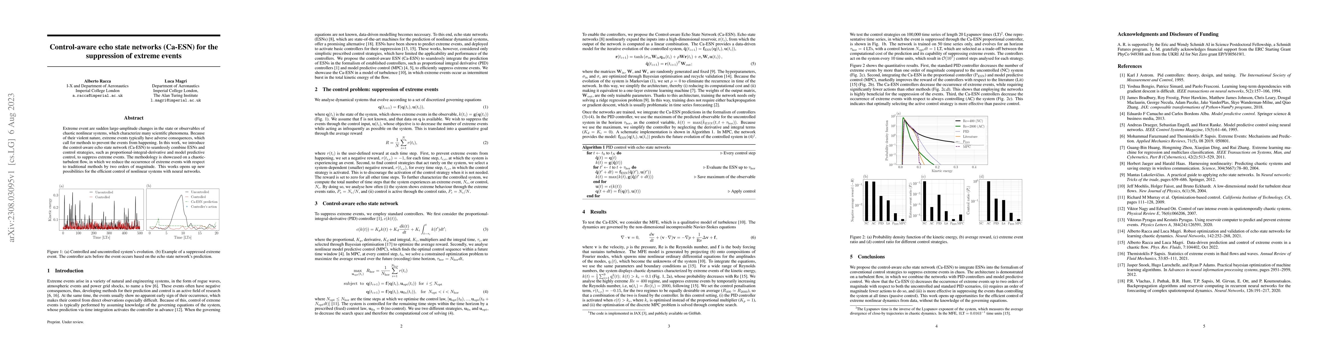 Thumbnail for Control-aware echo state networks (Ca-ESN) for the suppression of
  extreme events