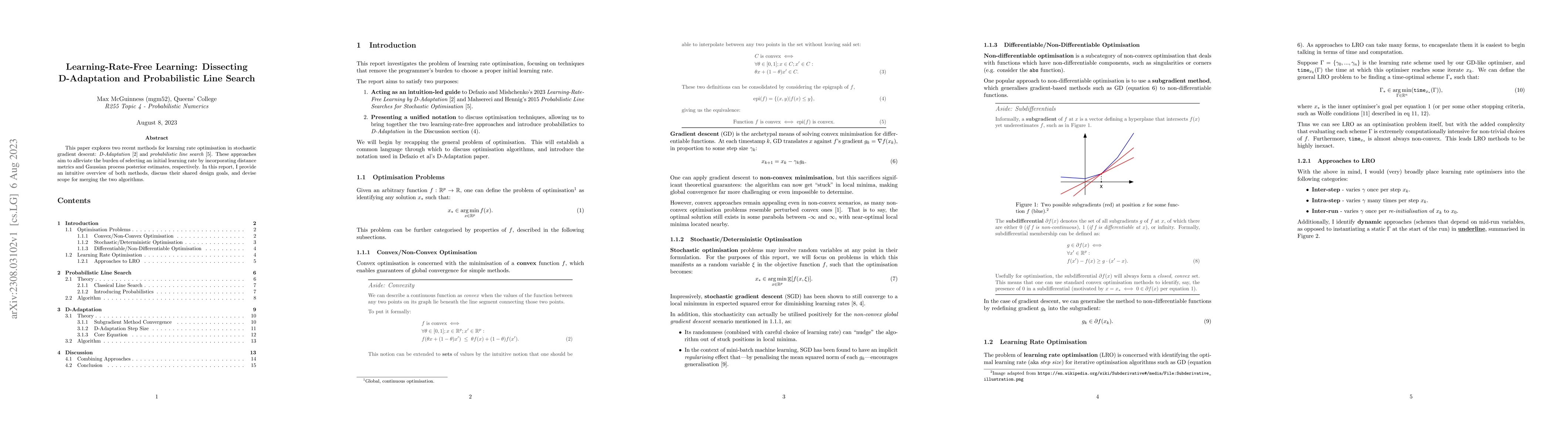 Thumbnail for Learning-Rate-Free Learning: Dissecting D-Adaptation and Probabilistic
  Line Search