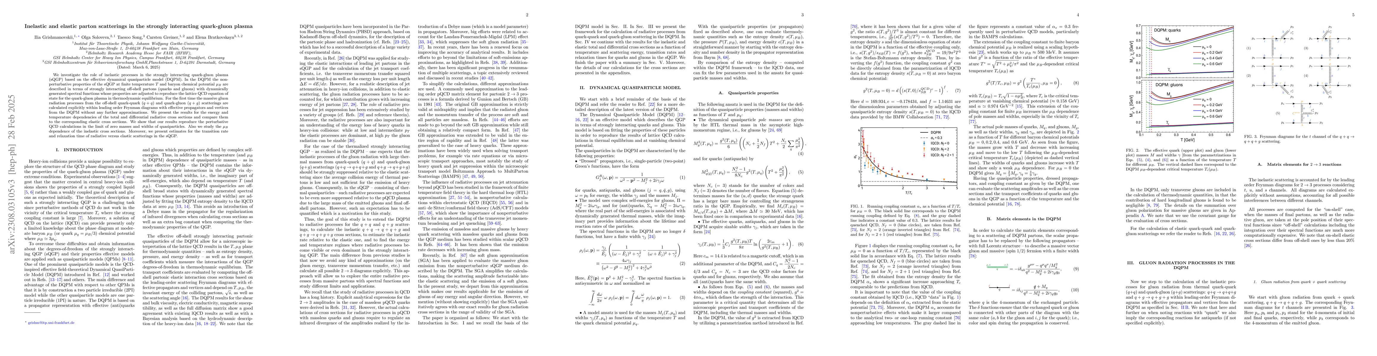 Thumbnail for Inelastic and elastic parton scatterings in the strongly interacting
  quark-gluon plasma
