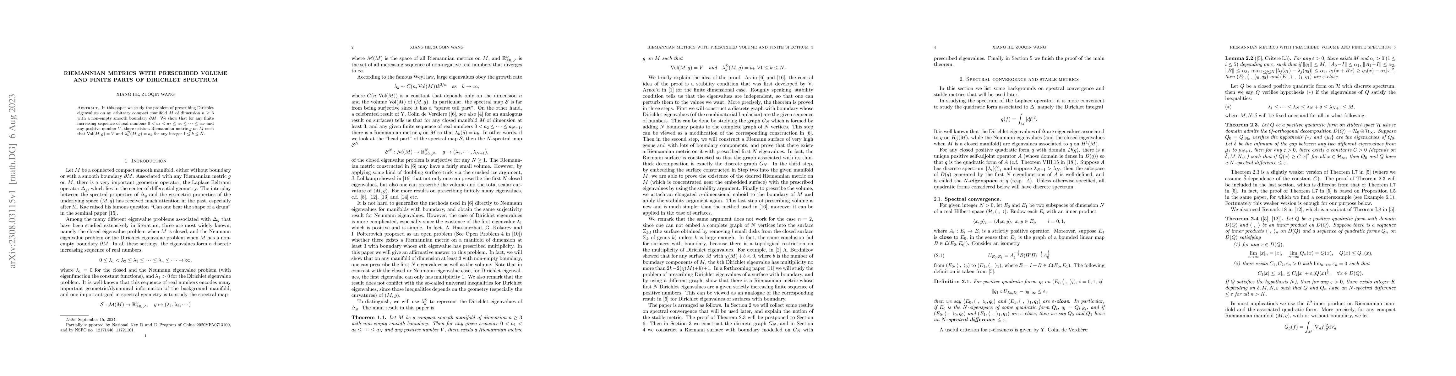 Thumbnail for Riemannian metrics with prescribed volume and finite parts of Dirichlet
  spectrum