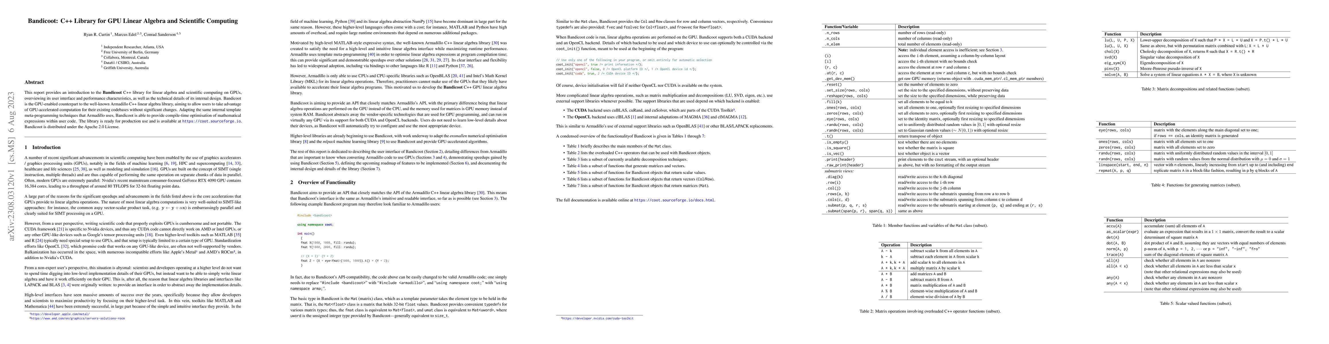 Thumbnail for Bandicoot: C++ Library for GPU Linear Algebra and Scientific Computing