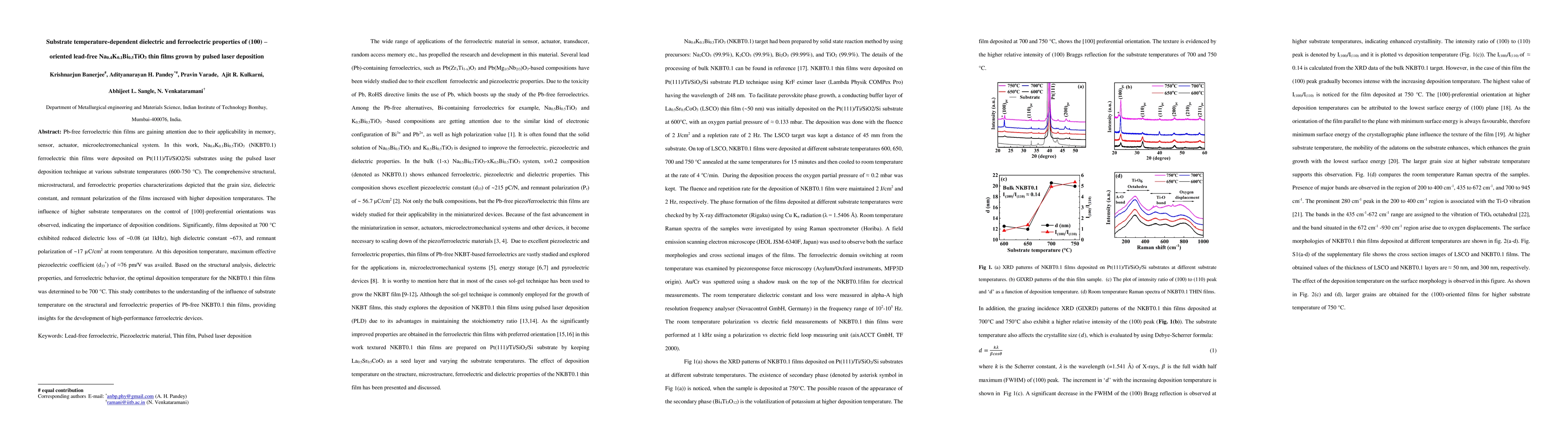 Thumbnail for Substrate temperature dependent dielectric and ferroelectric properties
  of (100) oriented lead-free Na$_{0.4}$K$_{0.1}$Bi$_{0.5}$TiO$_3$ thin films
  grown by pulsed laser deposition