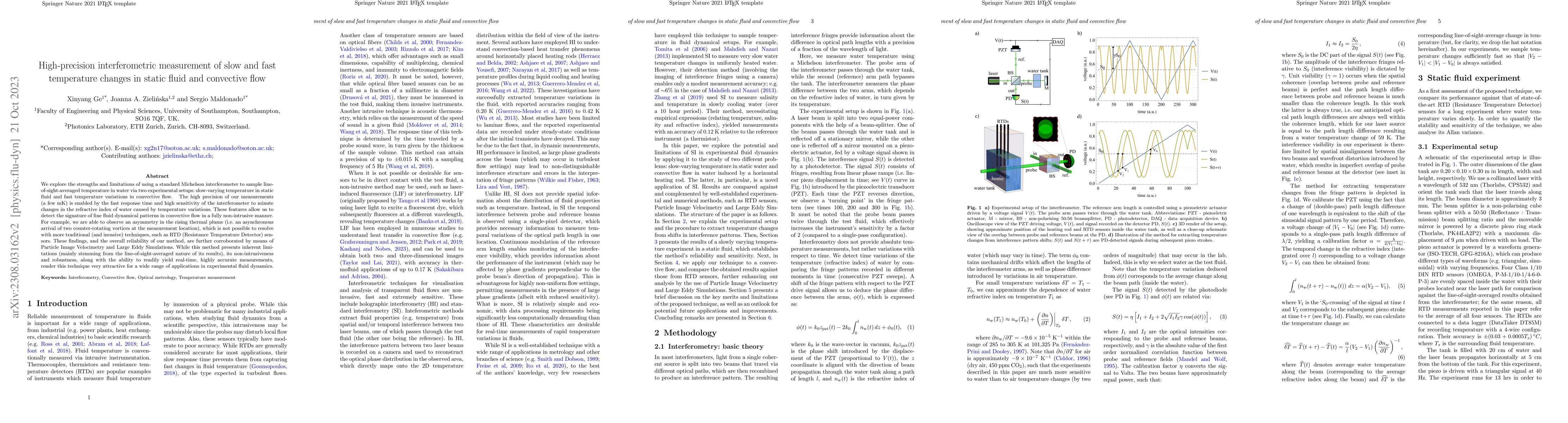 Thumbnail for High-precision interferometric measurement of slow and fast temperature
  changes in static fluid and convective flow