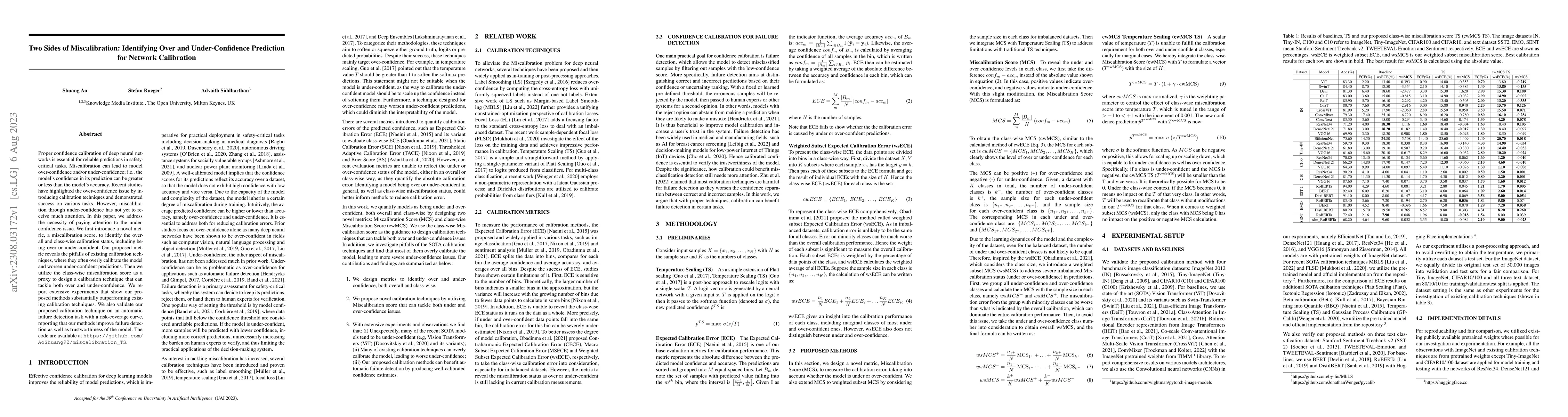 Thumbnail for Two Sides of Miscalibration: Identifying Over and Under-Confidence
  Prediction for Network Calibration