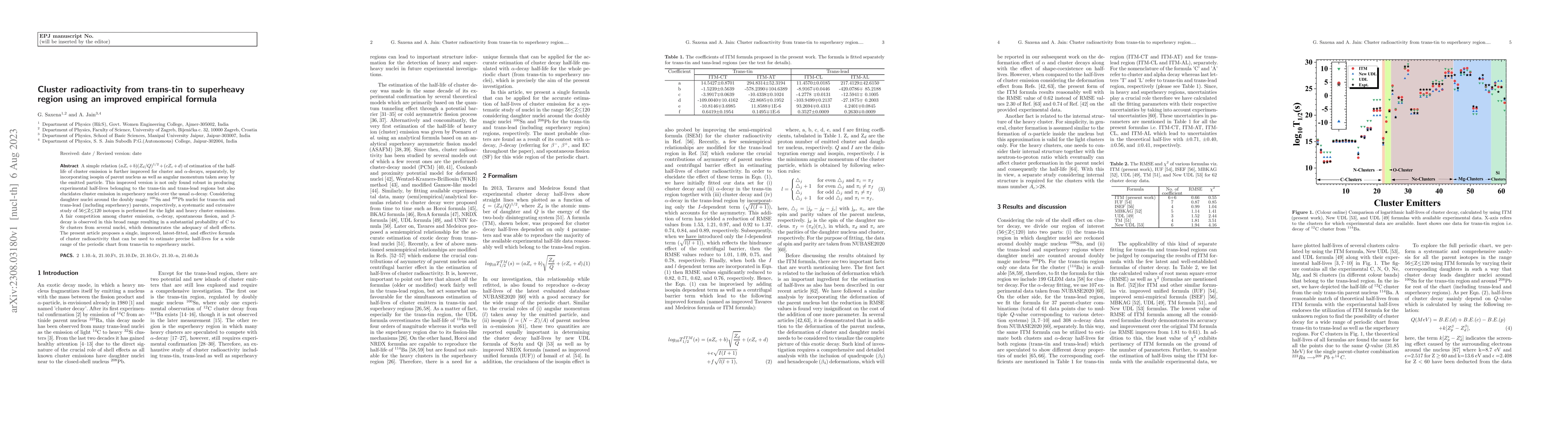 Thumbnail for Cluster radioactivity from trans-tin to superheavy region using an
  improved empirical formula