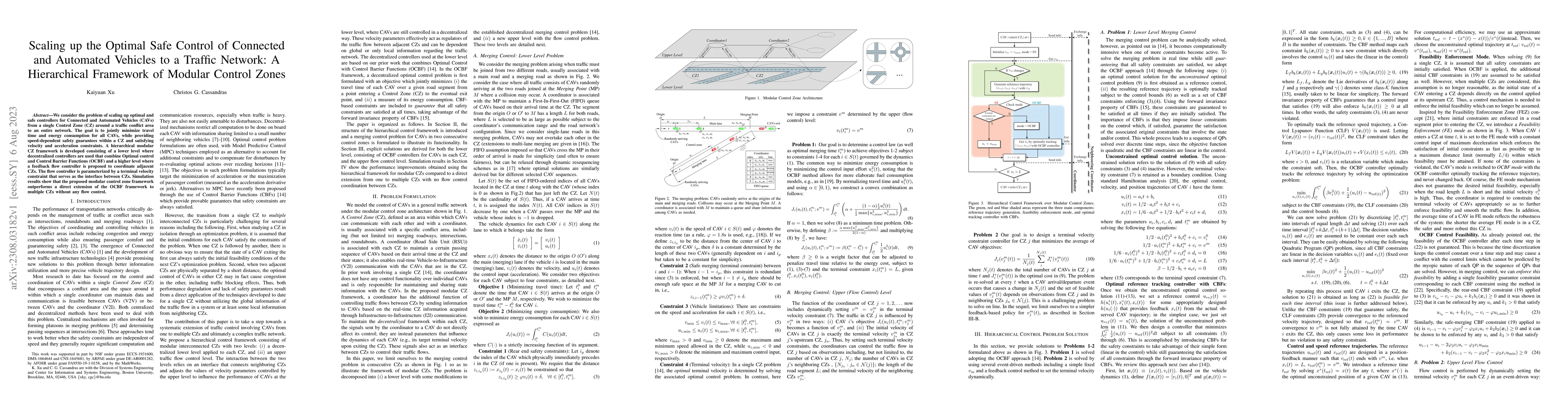 Thumbnail for Scaling up the Optimal Safe Control of Connected and Automated Vehicles
  to a Traffic Network: A Hierarchical Framework of Modular Control Zones