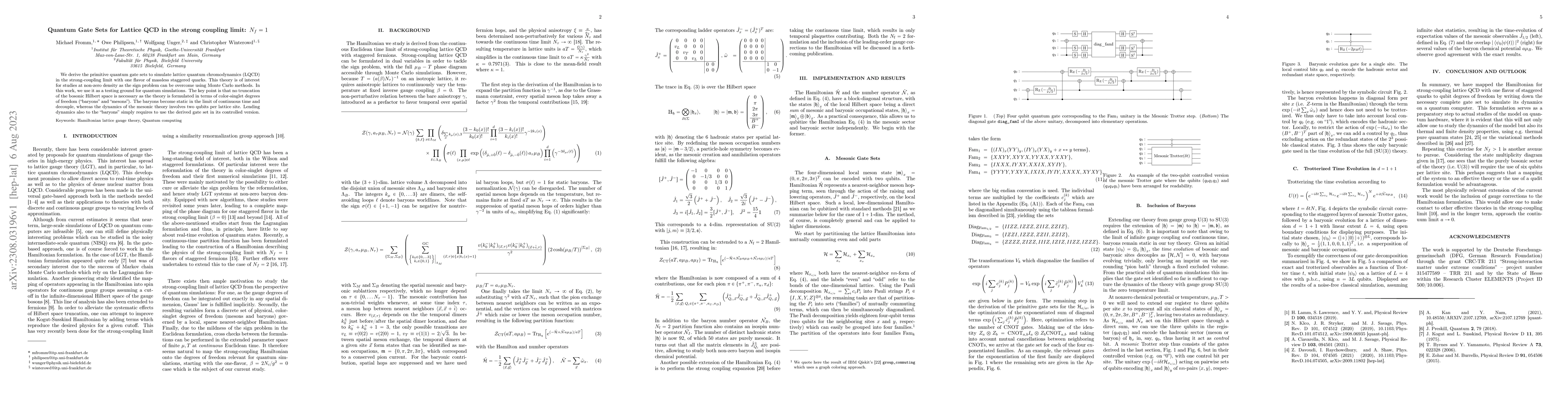 Thumbnail for Quantum Gate Sets for Lattice QCD in the strong coupling limit: $N_f=1$